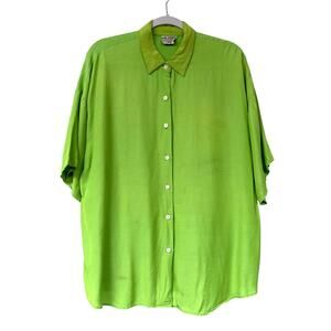 Vintage MS Tops CA Womens Size 22W Green Button Up Shirt
